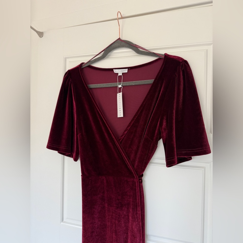Baltic Born | Meghan Velvet Wrap Maxi Dress | Mulberry | S | NWT